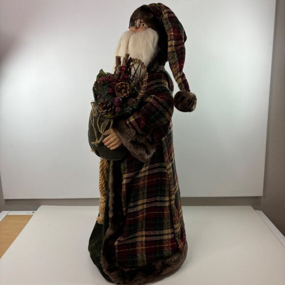 Vintage  Dan Dee Santa Claus 33" Doll In Plaid Coat With Teddy & Festive Accents - Picture 6 of 13